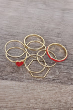 Load image into Gallery viewer, Heart-Shaped Enamel Charm Ring Set