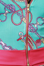 Load image into Gallery viewer, Belted Chain Tassel Print Zip-Up Jacket with Pants Set